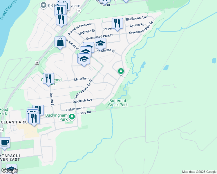map of restaurants, bars, coffee shops, grocery stores, and more near 532 McCallum Street in Kingston