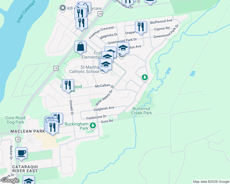 map of restaurants, bars, coffee shops, grocery stores, and more near 481 McCallum Street in Kingston