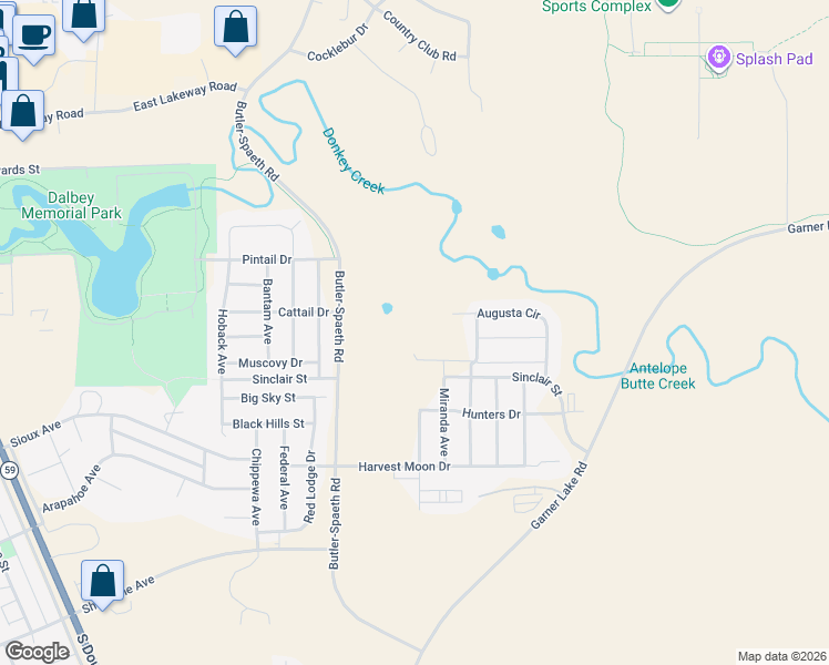 map of restaurants, bars, coffee shops, grocery stores, and more near 3403 Quacker Avenue in Gillette