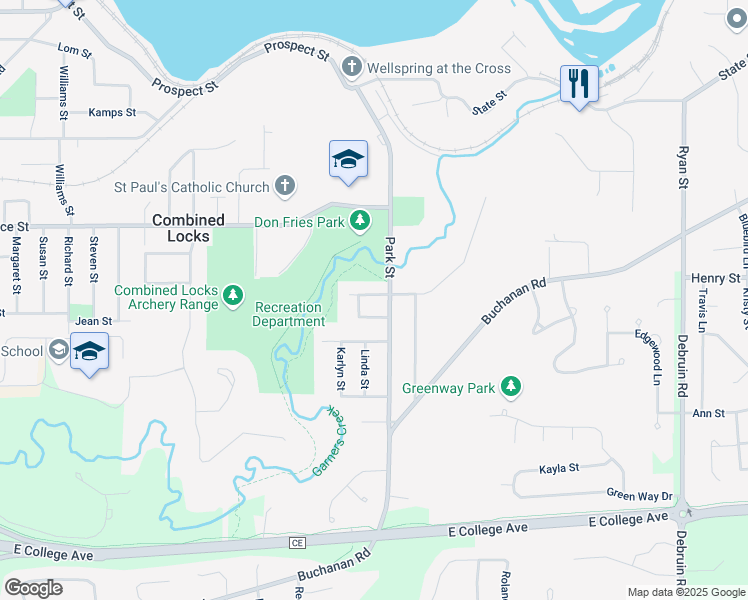 map of restaurants, bars, coffee shops, grocery stores, and more near 441 Glenview Avenue in Combined Locks