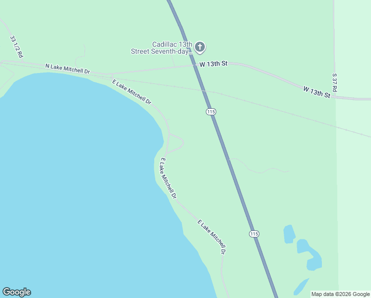 map of restaurants, bars, coffee shops, grocery stores, and more near 2034-2098 Hiawatha Drive in Cadillac