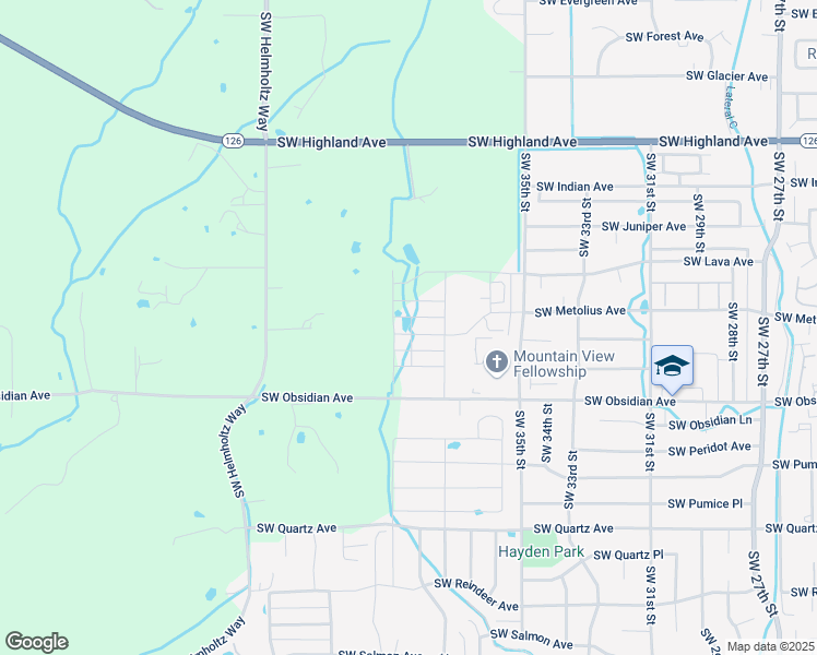 map of restaurants, bars, coffee shops, grocery stores, and more near 3885 Southwest Obsidian Avenue in Redmond