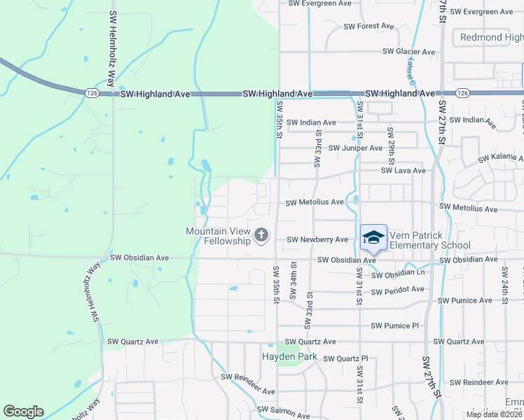 map of restaurants, bars, coffee shops, grocery stores, and more near 1345 Southwest 35th Street in Redmond