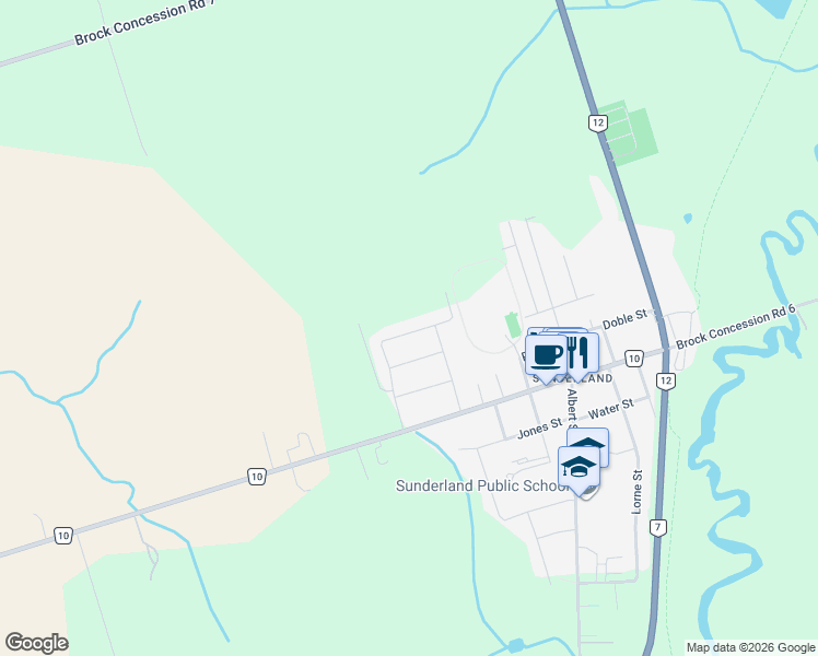 map of restaurants, bars, coffee shops, grocery stores, and more near 14 Don Hadden Crescent in Brock