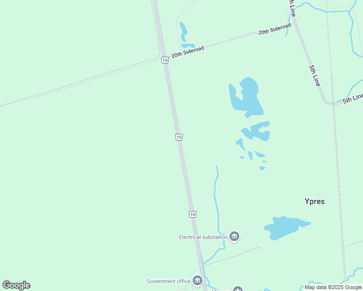 map of restaurants, bars, coffee shops, grocery stores, and more near 7297 County Road 10 in Borden