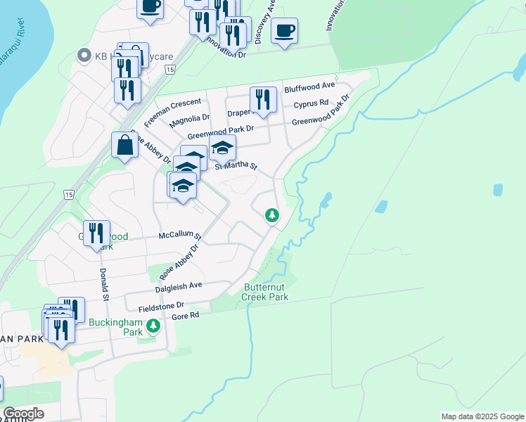 map of restaurants, bars, coffee shops, grocery stores, and more near 707 Margaret Way in Kingston