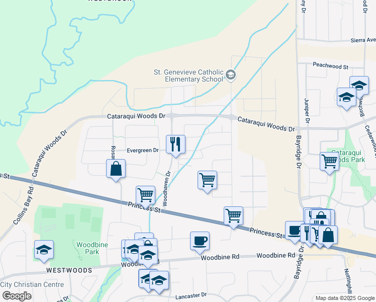 map of restaurants, bars, coffee shops, grocery stores, and more near 1101 Horizon Court in Kingston