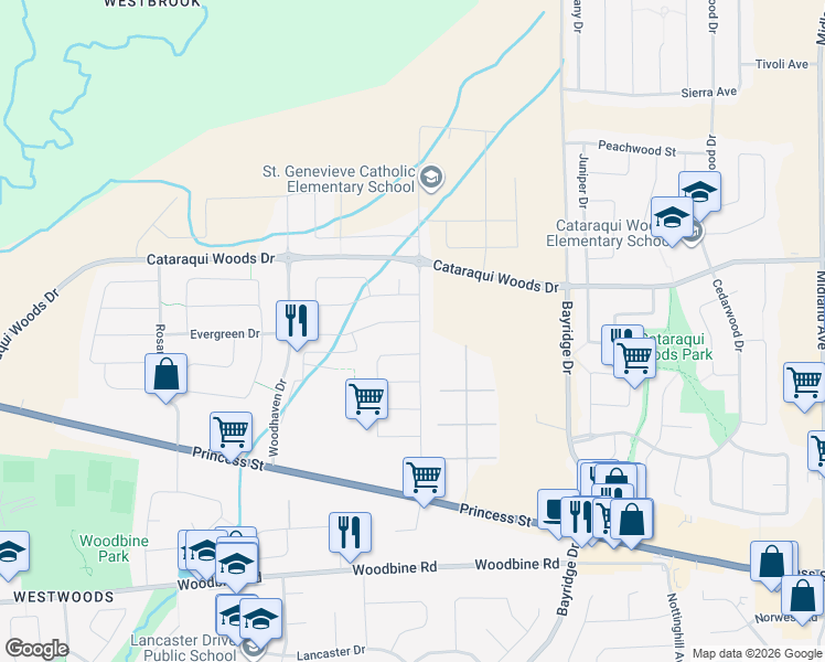 map of restaurants, bars, coffee shops, grocery stores, and more near 645 Gwen Avenue in Kingston