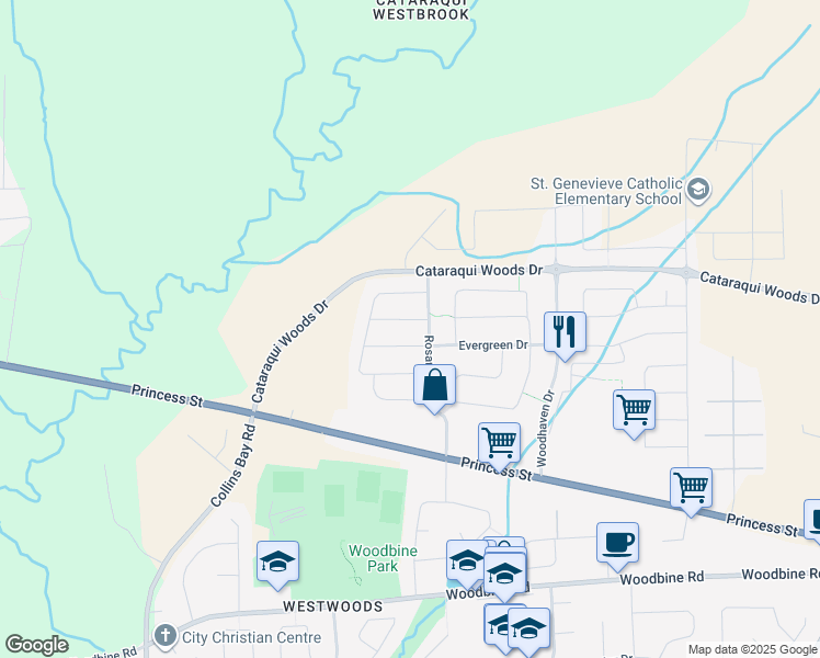map of restaurants, bars, coffee shops, grocery stores, and more near 1206 Carfa Crescent in Kingston