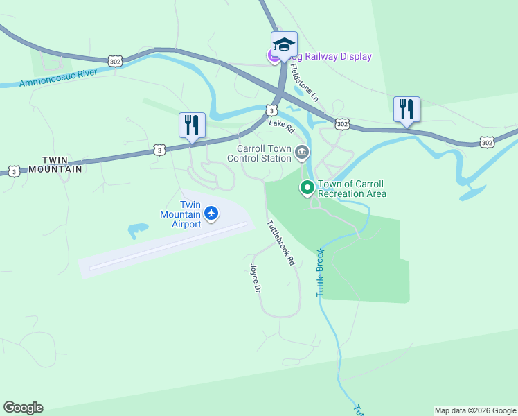 map of restaurants, bars, coffee shops, grocery stores, and more near Tuttlebrook Road in Carroll
