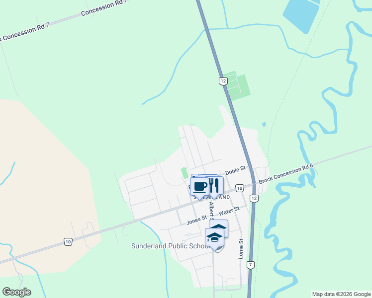 map of restaurants, bars, coffee shops, grocery stores, and more near 58 Albert Street North in Sunderland