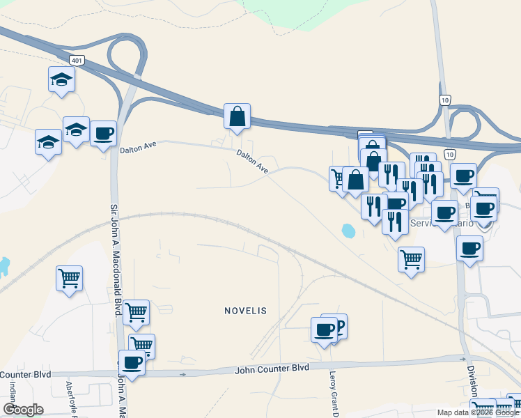 map of restaurants, bars, coffee shops, grocery stores, and more near 18 Saint Remy Place in Kingston