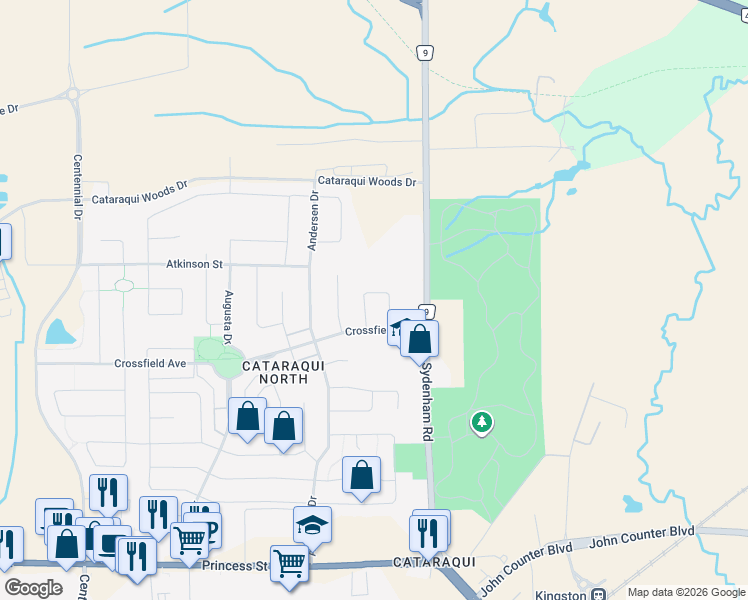 map of restaurants, bars, coffee shops, grocery stores, and more near 1265 Mazzolin Crescent in Kingston