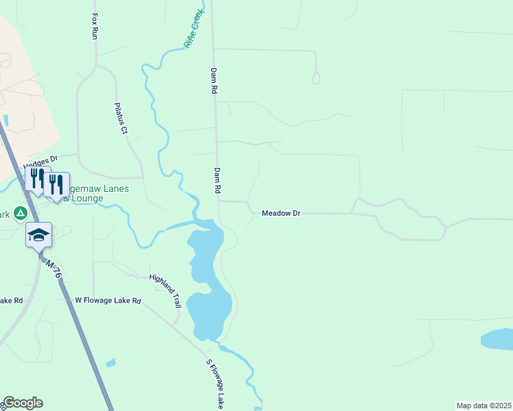 map of restaurants, bars, coffee shops, grocery stores, and more near 1782 Meadow Drive in West Branch