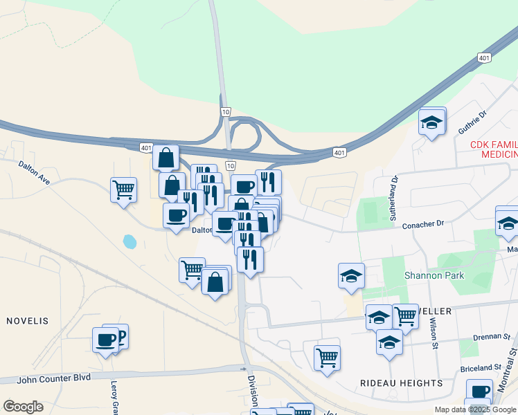 map of restaurants, bars, coffee shops, grocery stores, and more near 11 Benson Street in Kingston