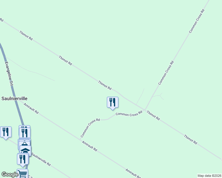 map of restaurants, bars, coffee shops, grocery stores, and more near Thimot Road in Clare