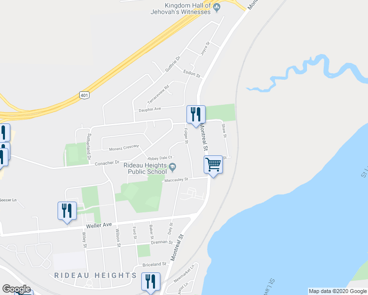map of restaurants, bars, coffee shops, grocery stores, and more near 58 Folger Street in Kingston