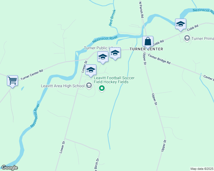 map of restaurants, bars, coffee shops, grocery stores, and more near 21 Matthews Way in Turner
