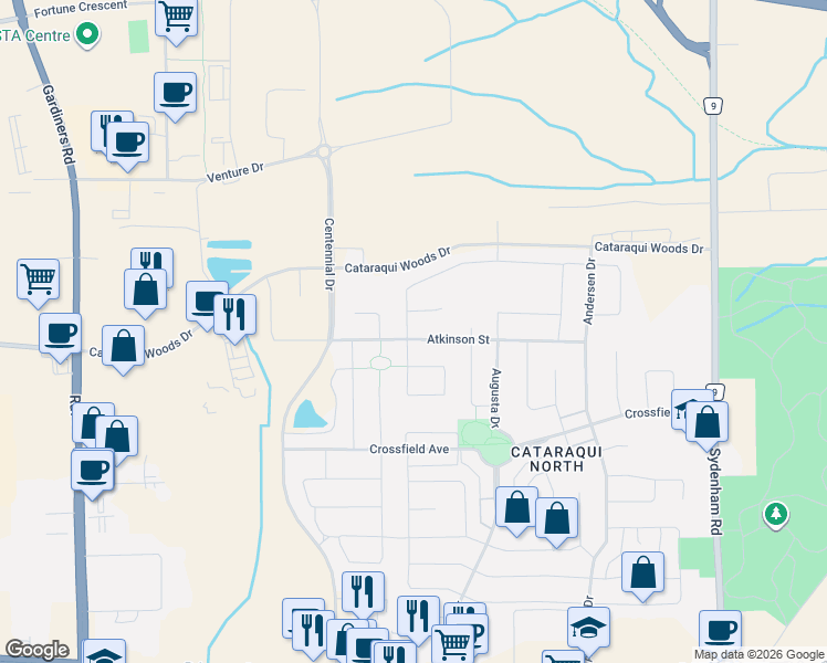 map of restaurants, bars, coffee shops, grocery stores, and more near 1342 Atkinson Street in Kingston