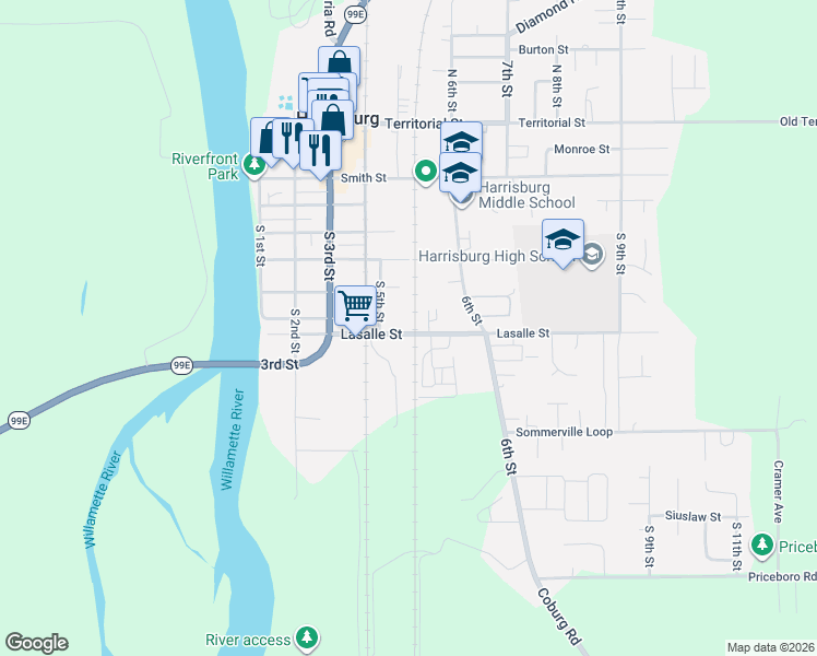 map of restaurants, bars, coffee shops, grocery stores, and more near 535 Lasalle Street in Harrisburg