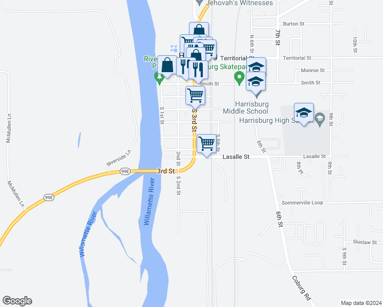 map of restaurants, bars, coffee shops, grocery stores, and more near 290 Fountain Street in Harrisburg