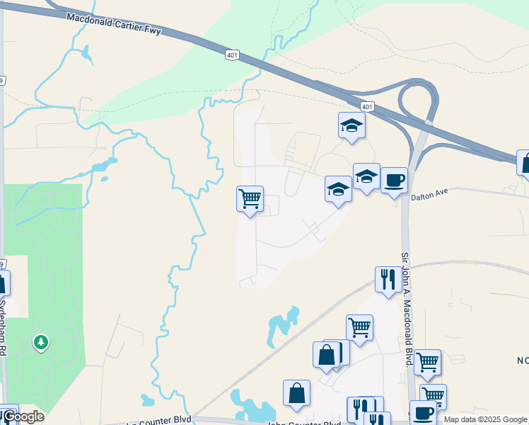 map of restaurants, bars, coffee shops, grocery stores, and more near 97 Binnington Court in Kingston