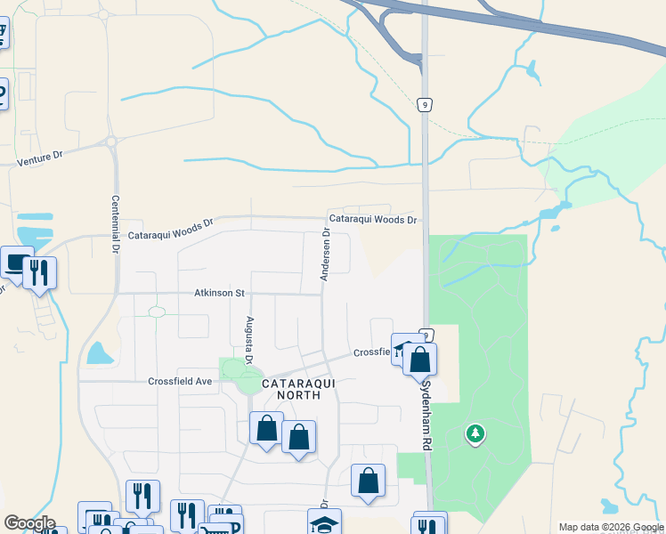 map of restaurants, bars, coffee shops, grocery stores, and more near 1372 Andersen Drive in Kingston