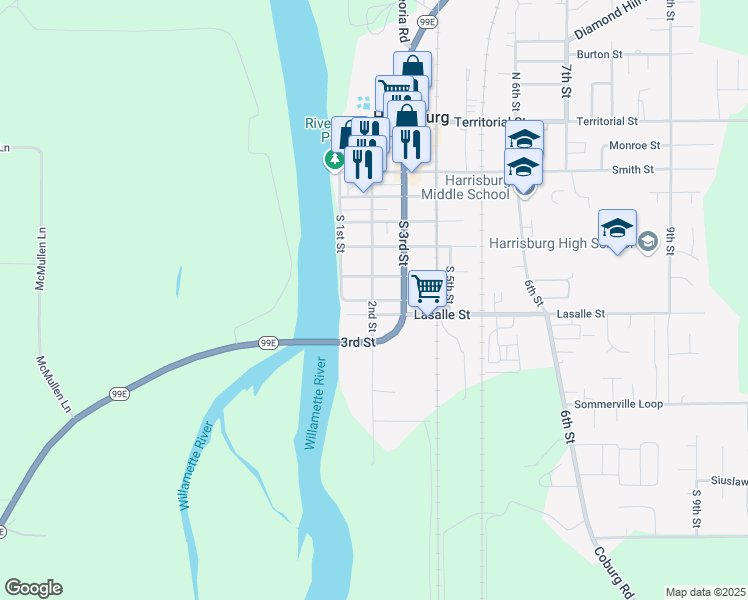 map of restaurants, bars, coffee shops, grocery stores, and more near 225 Fountain Street in Harrisburg