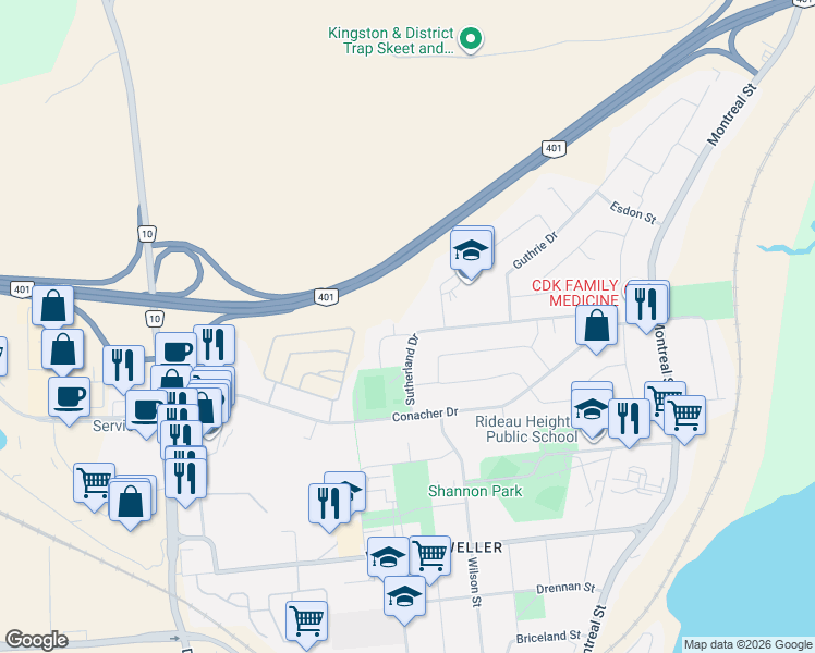 map of restaurants, bars, coffee shops, grocery stores, and more near 3 Keates Place in Kingston