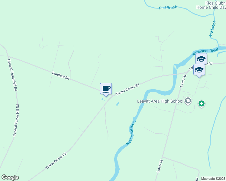 map of restaurants, bars, coffee shops, grocery stores, and more near 259-367 Highway 117 in Turner