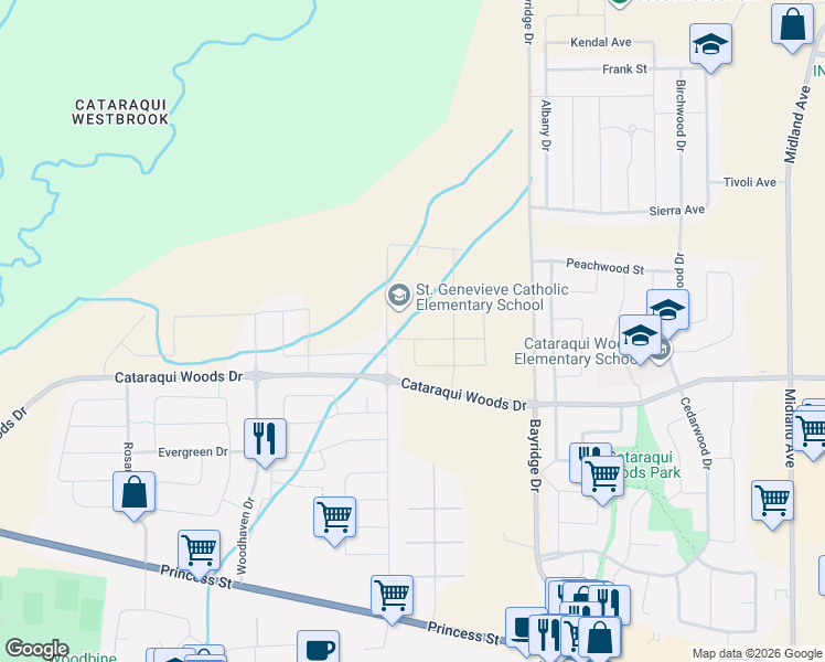 map of restaurants, bars, coffee shops, grocery stores, and more near in Kingston