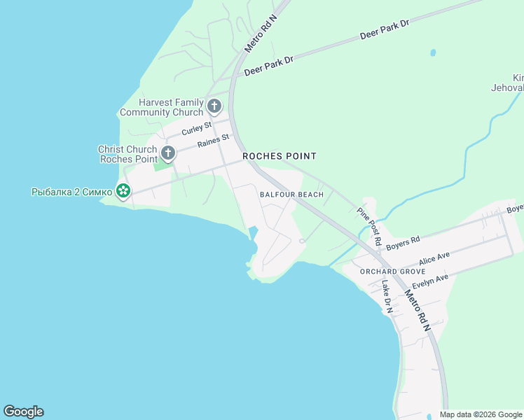 map of restaurants, bars, coffee shops, grocery stores, and more near Dunkelman Drive in Georgina