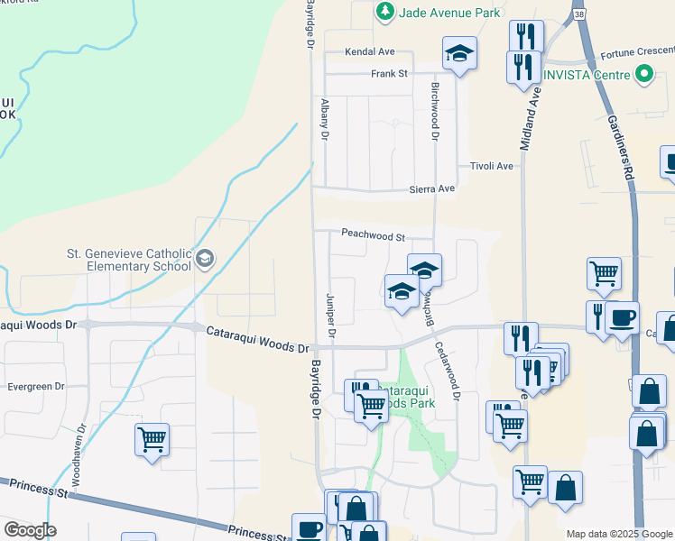 map of restaurants, bars, coffee shops, grocery stores, and more near 1920 Berrywood Crescent in Kingston