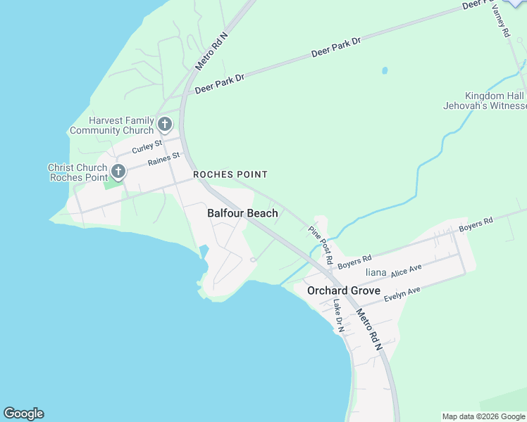 map of restaurants, bars, coffee shops, grocery stores, and more near 52 Pine Post Road in Georgina