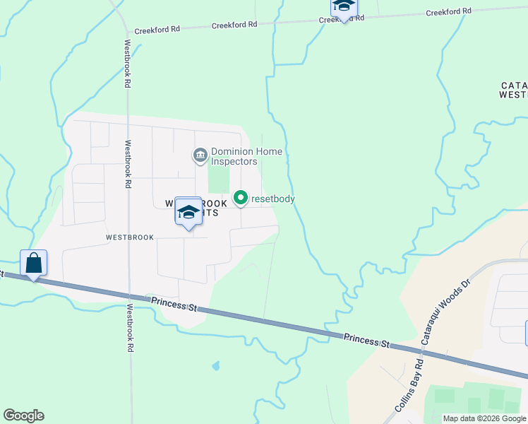 map of restaurants, bars, coffee shops, grocery stores, and more near 1351 Woodfield Crescent in Kingston