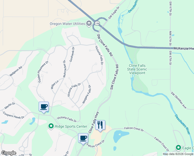 map of restaurants, bars, coffee shops, grocery stores, and more near 785 Ribbon Falls Road in Redmond