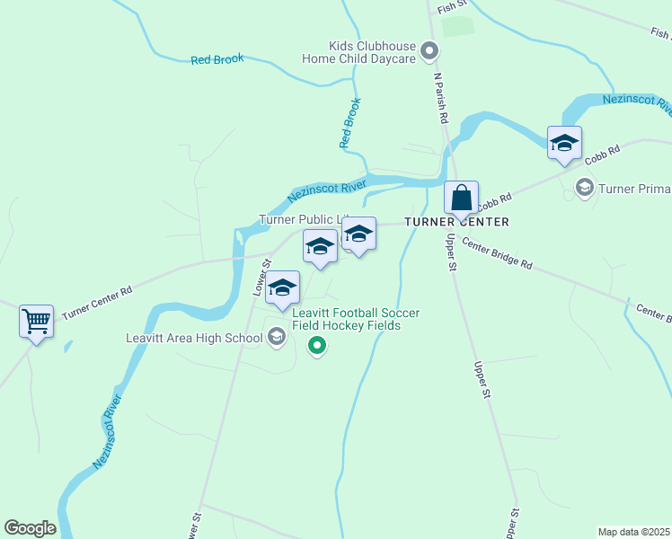 map of restaurants, bars, coffee shops, grocery stores, and more near 65 Matthews Way in Turner