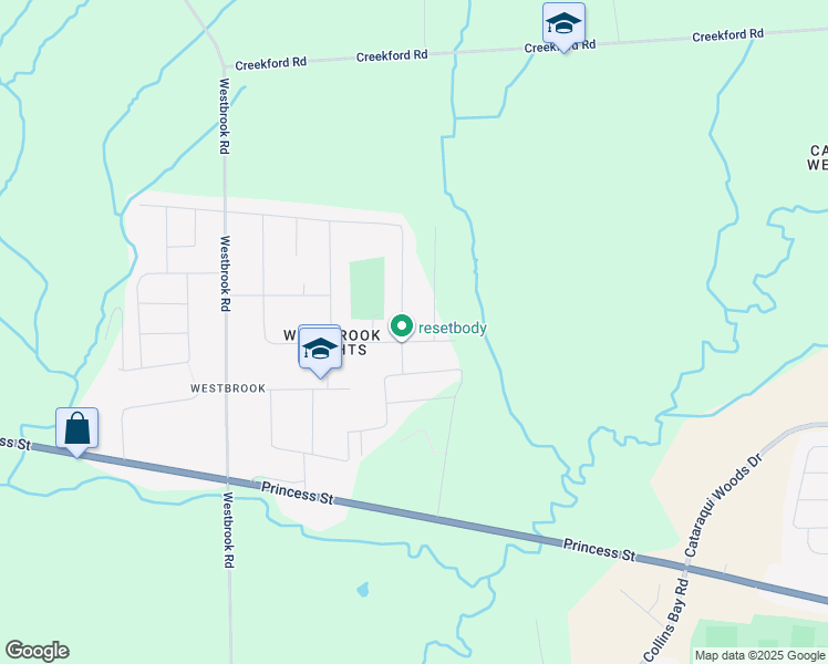 map of restaurants, bars, coffee shops, grocery stores, and more near 1374 Woodfield Crescent in Kingston