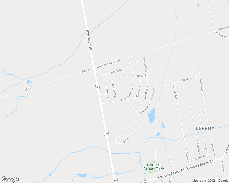 map of restaurants, bars, coffee shops, grocery stores, and more near 1104 Wharram Way in Innisfil
