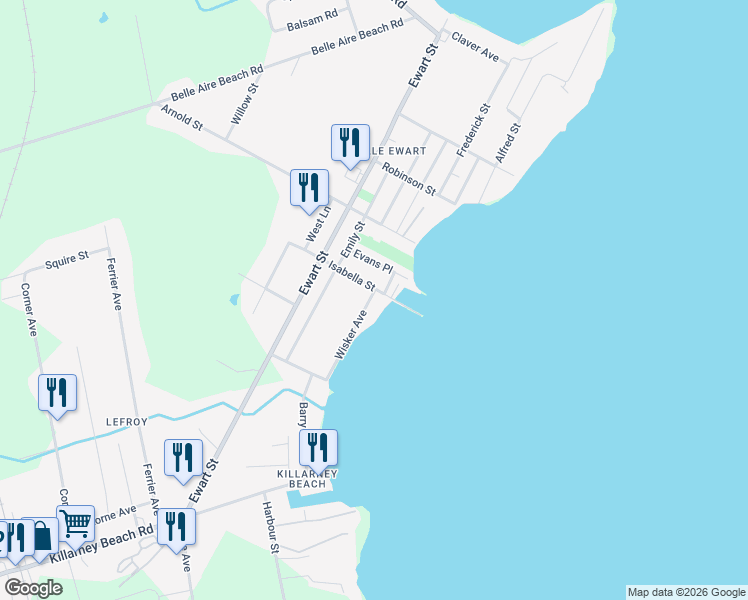 map of restaurants, bars, coffee shops, grocery stores, and more near 1013 Wisker Avenue in Innisfil