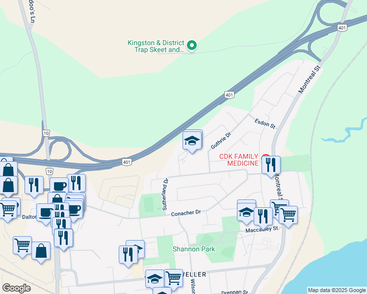 map of restaurants, bars, coffee shops, grocery stores, and more near 28 Virginia Street in Kingston