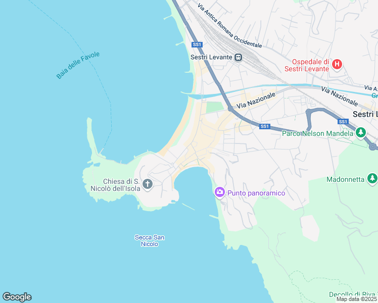 map of restaurants, bars, coffee shops, grocery stores, and more near 29 Vico Marina di Ponente in Sestri Levante
