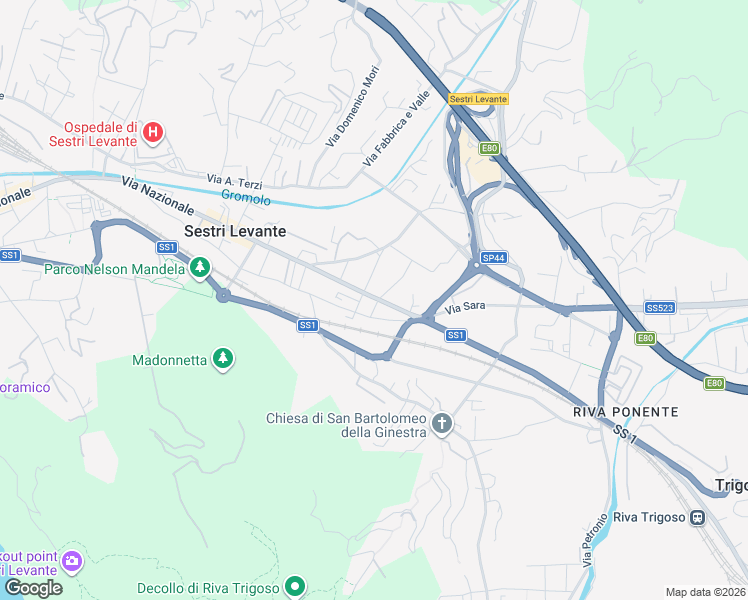 map of restaurants, bars, coffee shops, grocery stores, and more near 6 Via Alessandro Manzoni in Sestri Levante