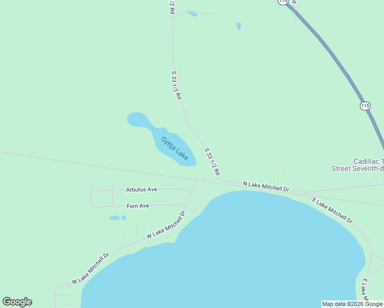 map of restaurants, bars, coffee shops, grocery stores, and more near 4151-4999 33 1/2 Road in Cadillac