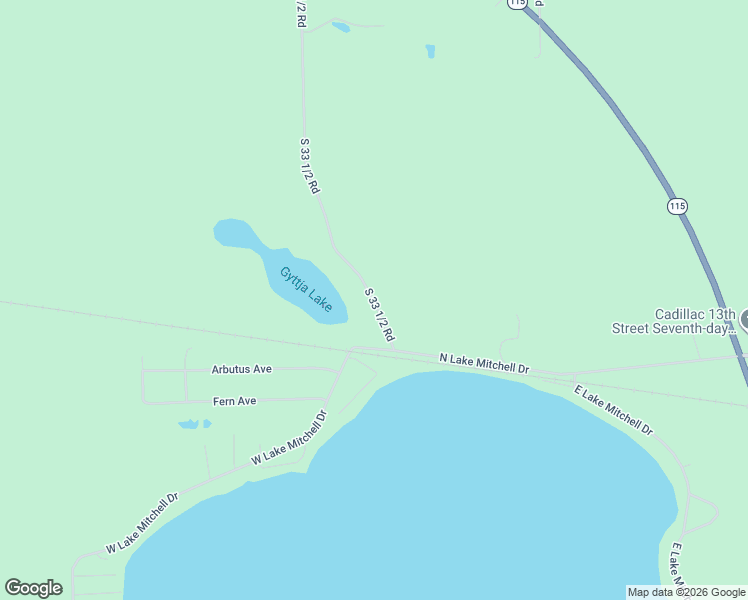 map of restaurants, bars, coffee shops, grocery stores, and more near 4151-4999 33 1/2 Road in Cadillac