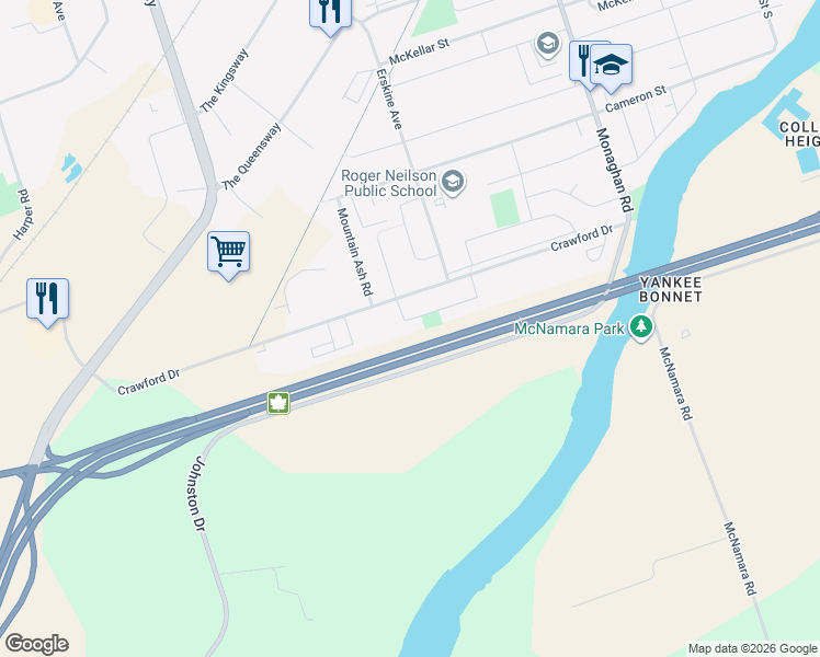 map of restaurants, bars, coffee shops, grocery stores, and more near 859 Stocker Road in Peterborough