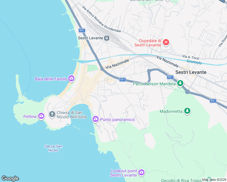 map of restaurants, bars, coffee shops, grocery stores, and more near 20 Via Val di Canepa in Sestri Levante