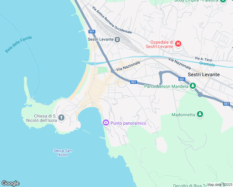map of restaurants, bars, coffee shops, grocery stores, and more near 15 Via Privata Unione Sovietica in Sestri Levante