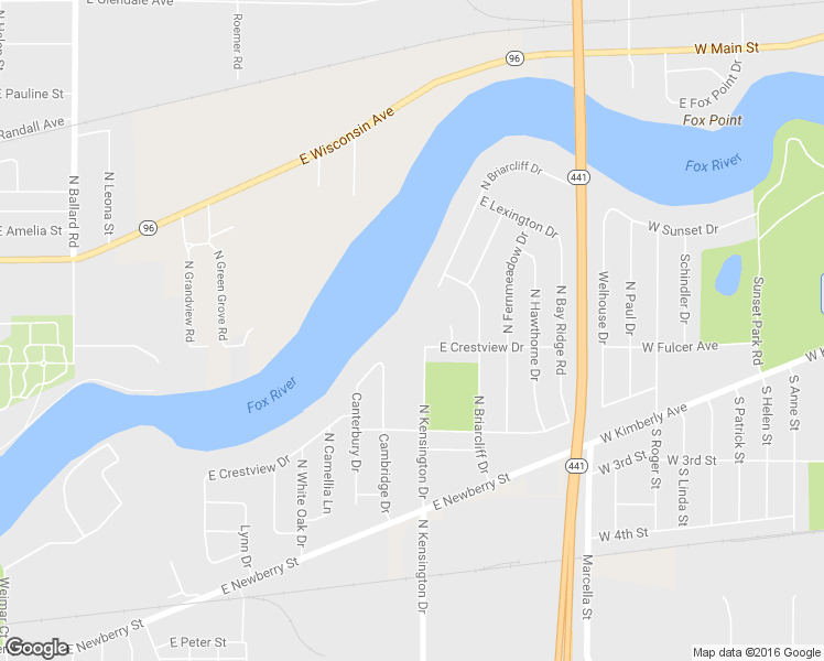 map of restaurants, bars, coffee shops, grocery stores, and more near 1001 North Kensington Drive in Appleton