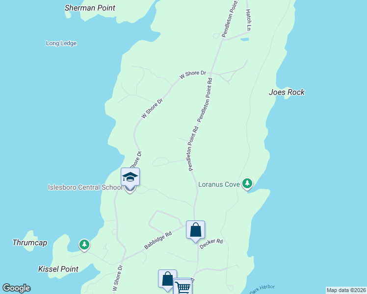 map of restaurants, bars, coffee shops, grocery stores, and more near 371 Pendleton Point Road in Islesboro